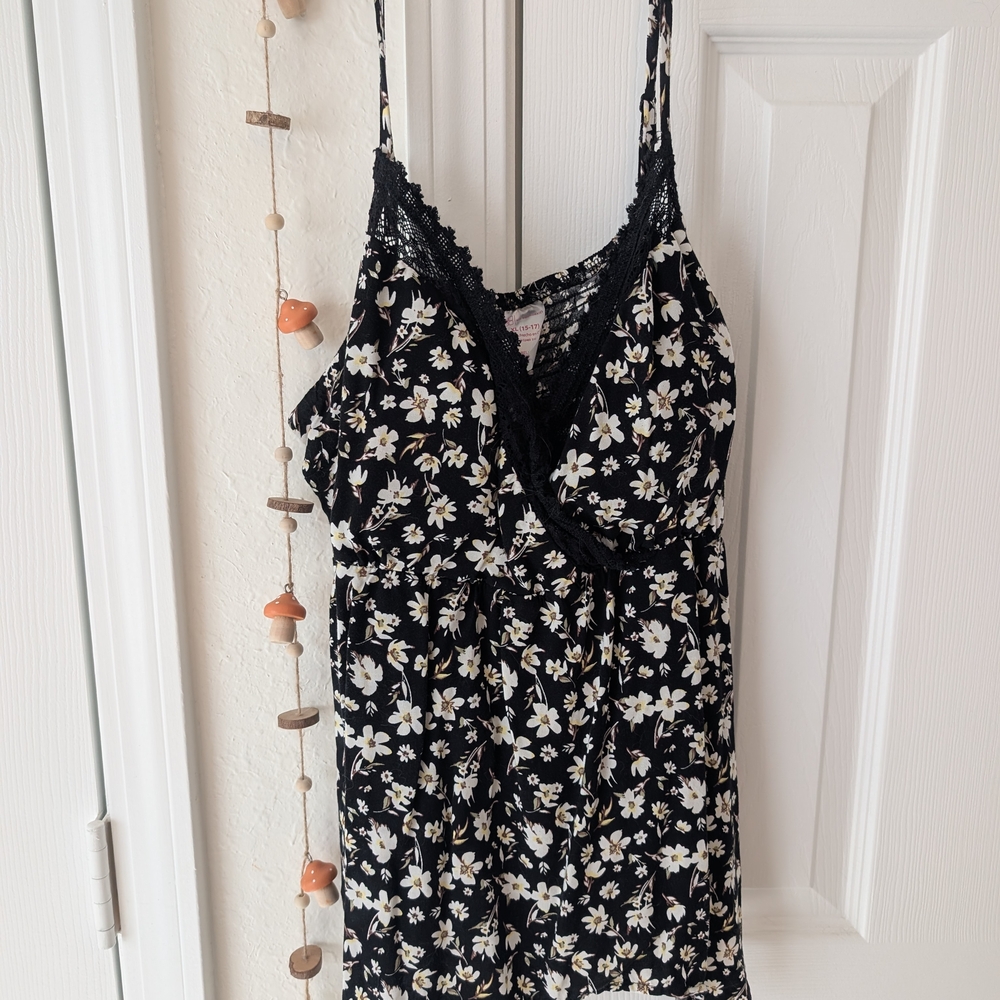 No Boundaries Black Floral Tank Top